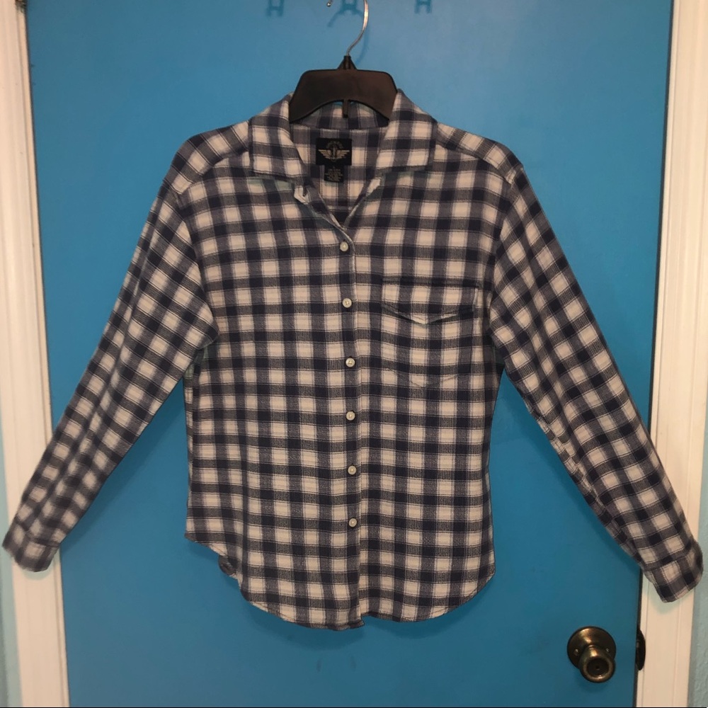 Dockers Checkered Plaid Button Down Blouse